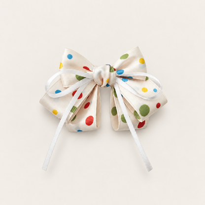 Orynessa Polka Dot Satin Bow Hair Clip