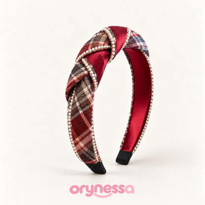 Orynessa Ruby Plaid Pearl Headband