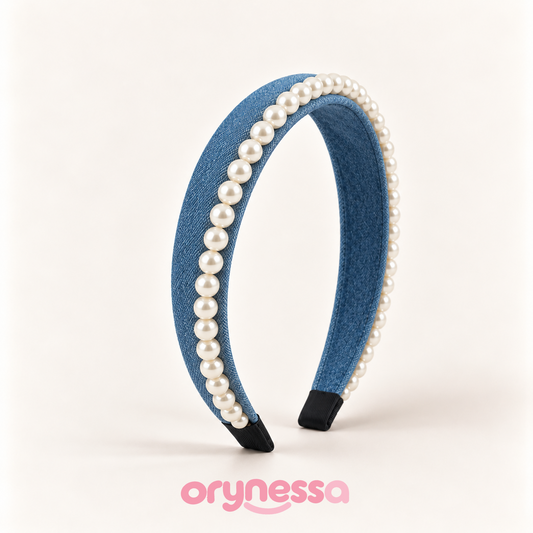 Orynessa Denim Pearl Headband