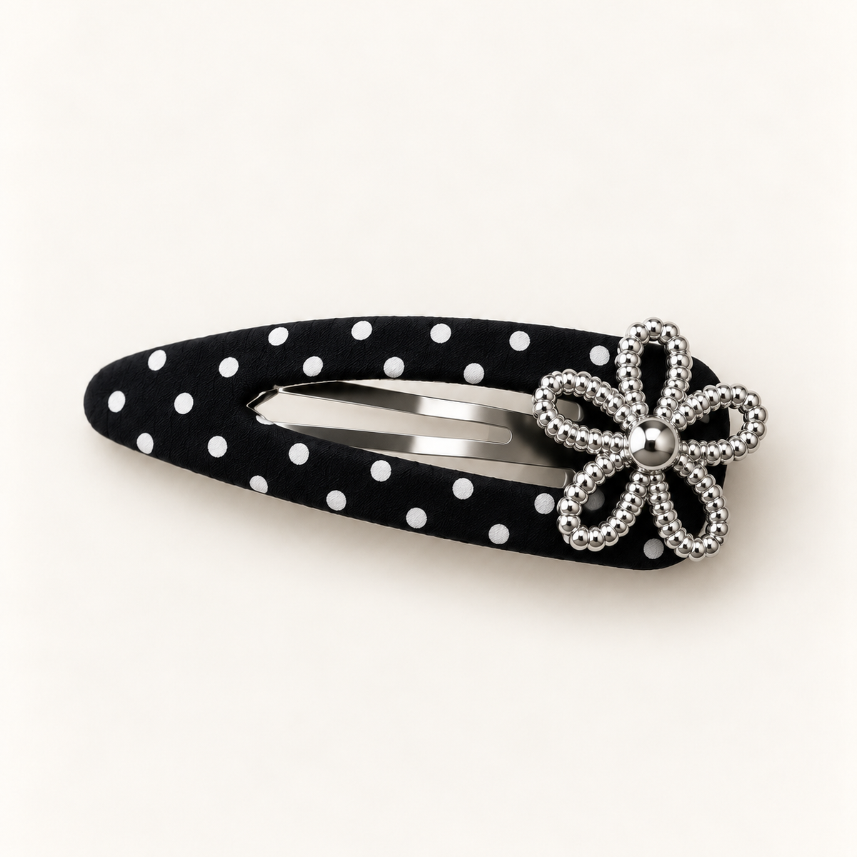 Orynessa Noir Polka Dot Flower Barrette
