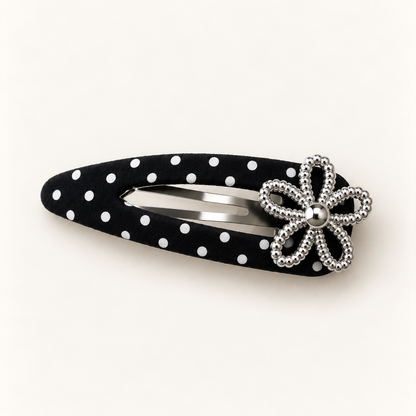 Orynessa Noir Polka Dot Flower Barrette