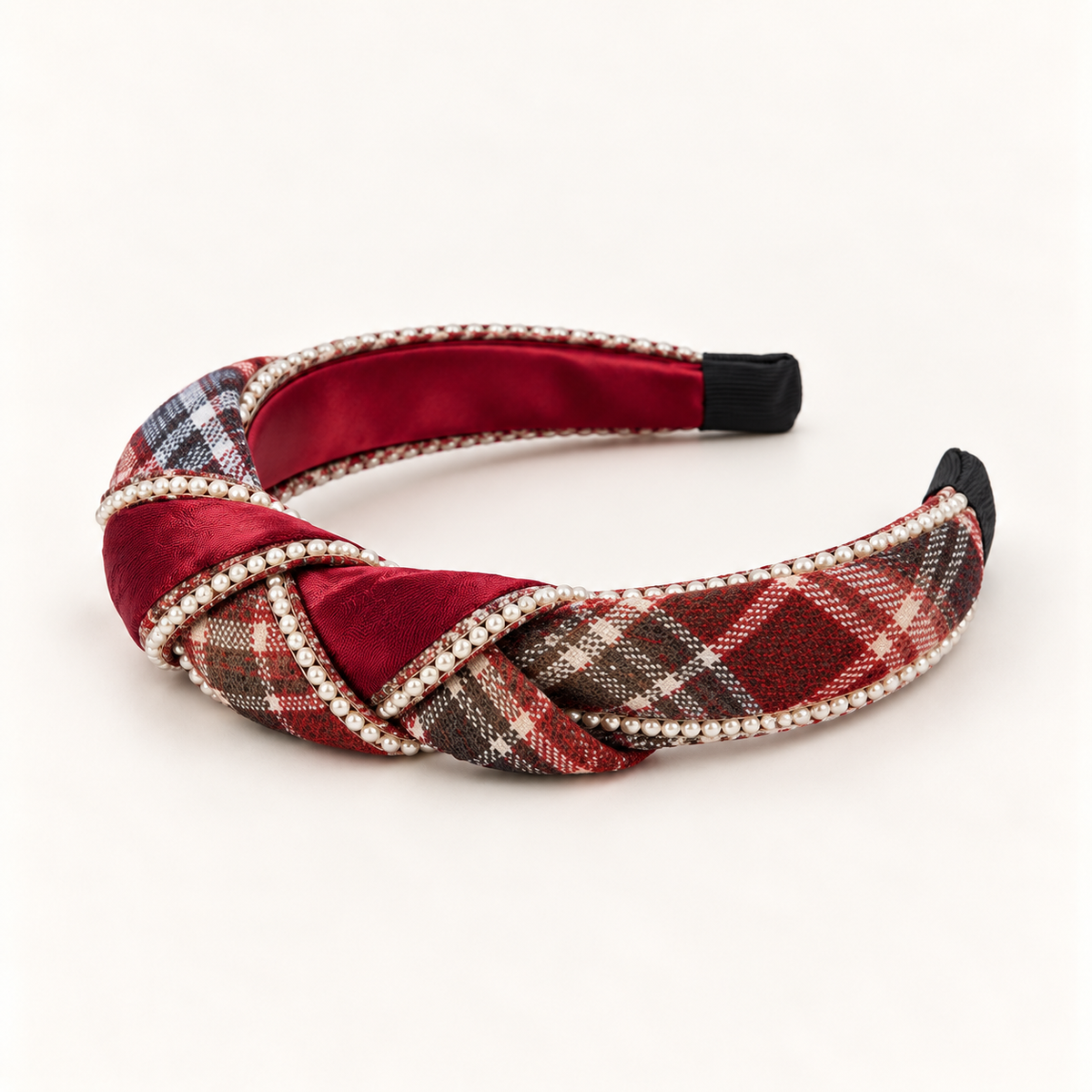 Orynessa Ruby Plaid Pearl Headband