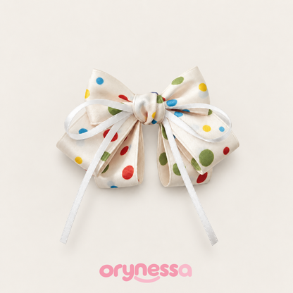 Orynessa Polka Dot Satin Bow Hair Clip
