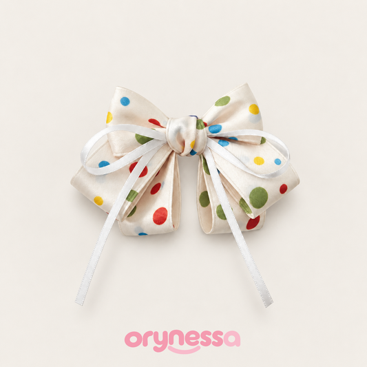 Orynessa Polka Dot Satin Bow Hair Clip