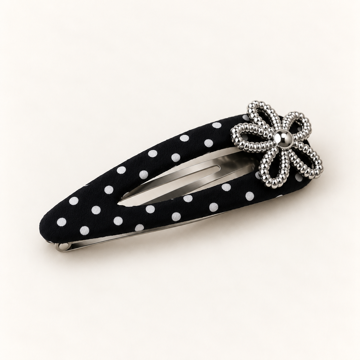 Orynessa Noir Polka Dot Flower Barrette