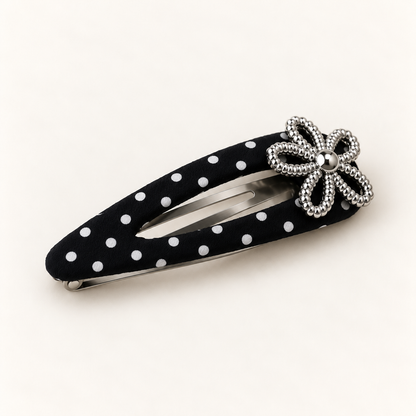 Orynessa Noir Polka Dot Flower Barrette