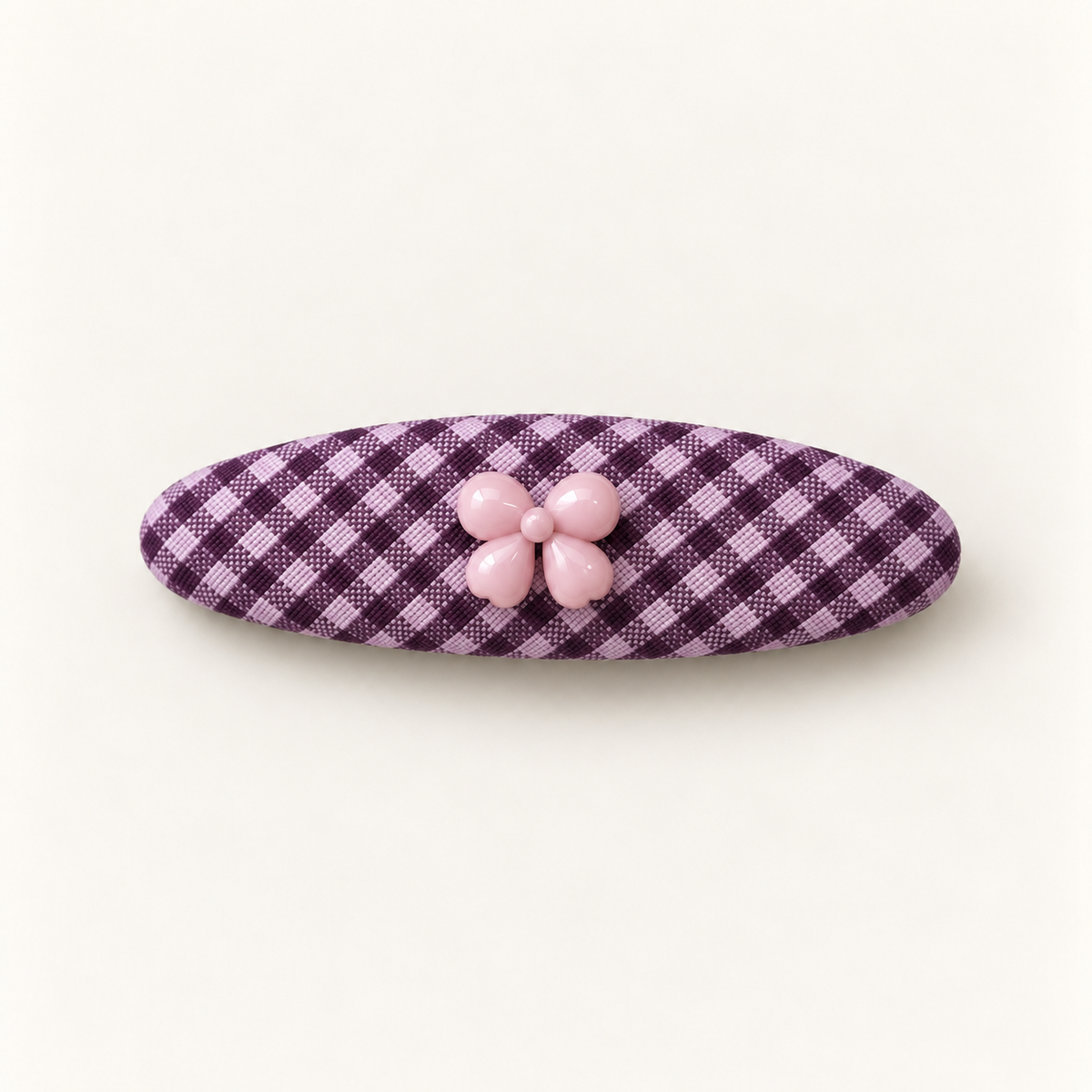 Orynessa Violet Gingham Flower Barrette