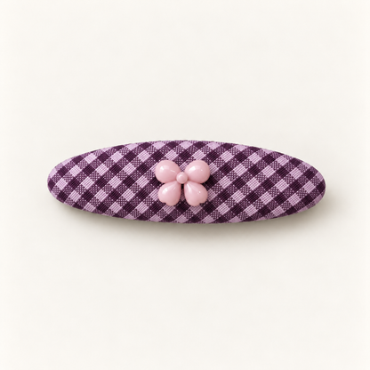 Orynessa Violet Gingham Flower Barrette