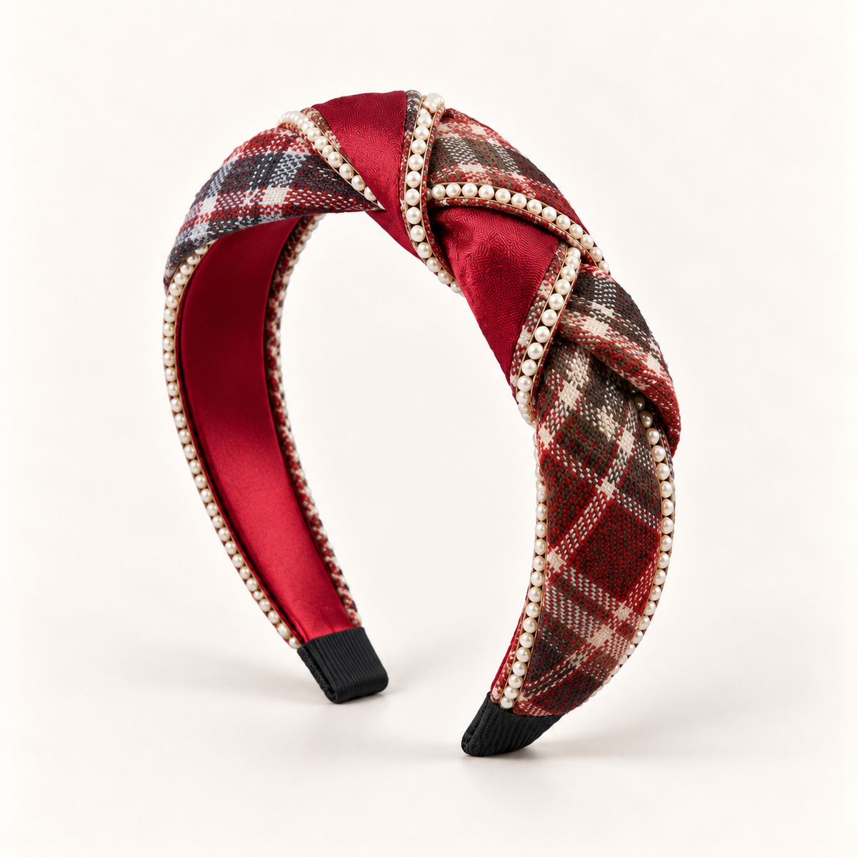 Orynessa Ruby Plaid Pearl Headband