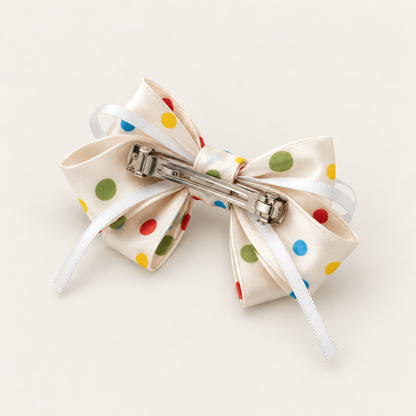 Orynessa Polka Dot Satin Bow Hair Clip