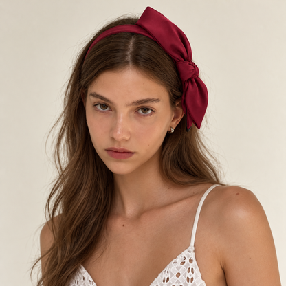 Orynessa Ruby Satin Bow Headband