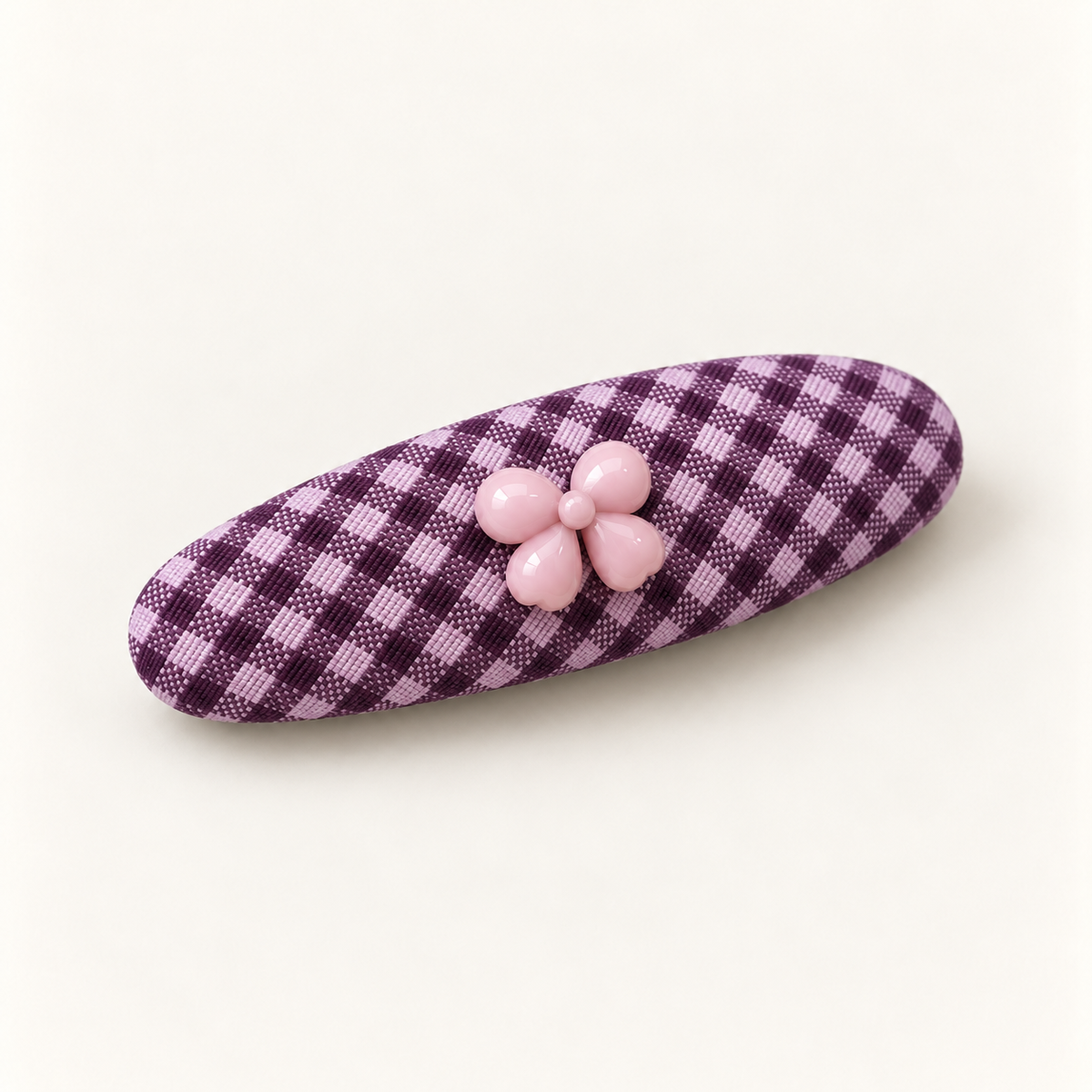 Orynessa Violet Gingham Flower Barrette