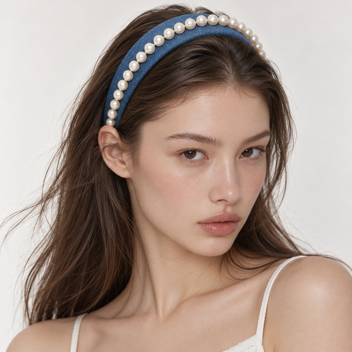 Orynessa Denim Pearl Headband