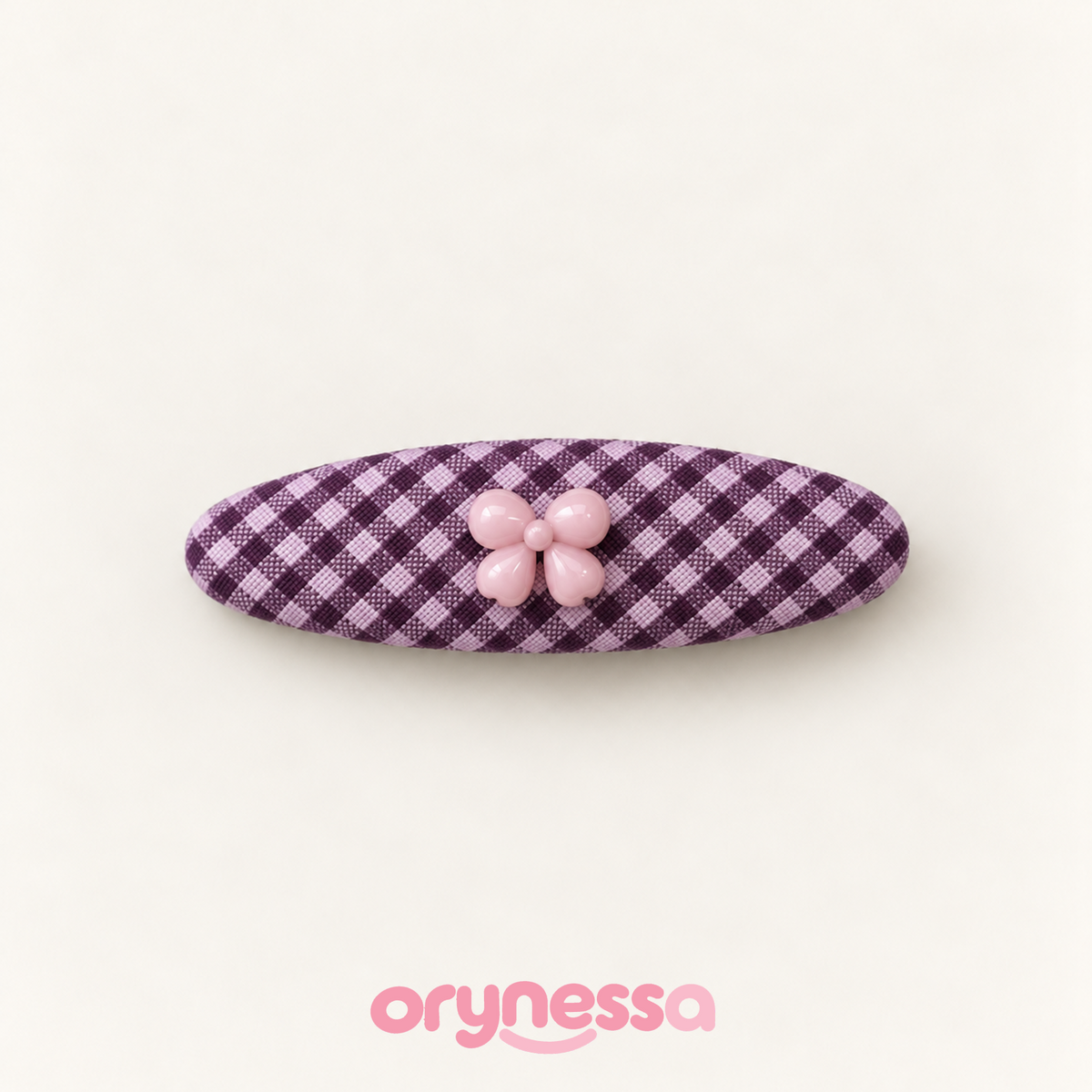 Orynessa Violet Gingham Flower Barrette