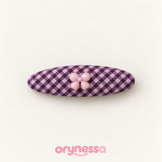 Orynessa Violet Gingham Flower Barrette